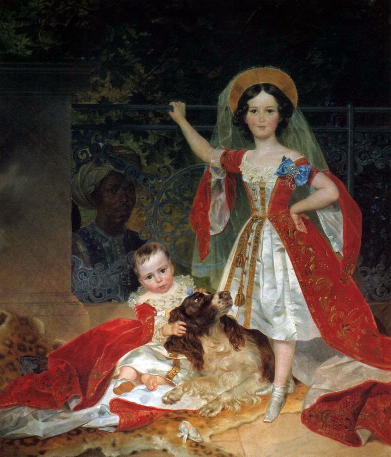 Porträtt av barn av Prince Volkonsky med arap   Karl Bryullov