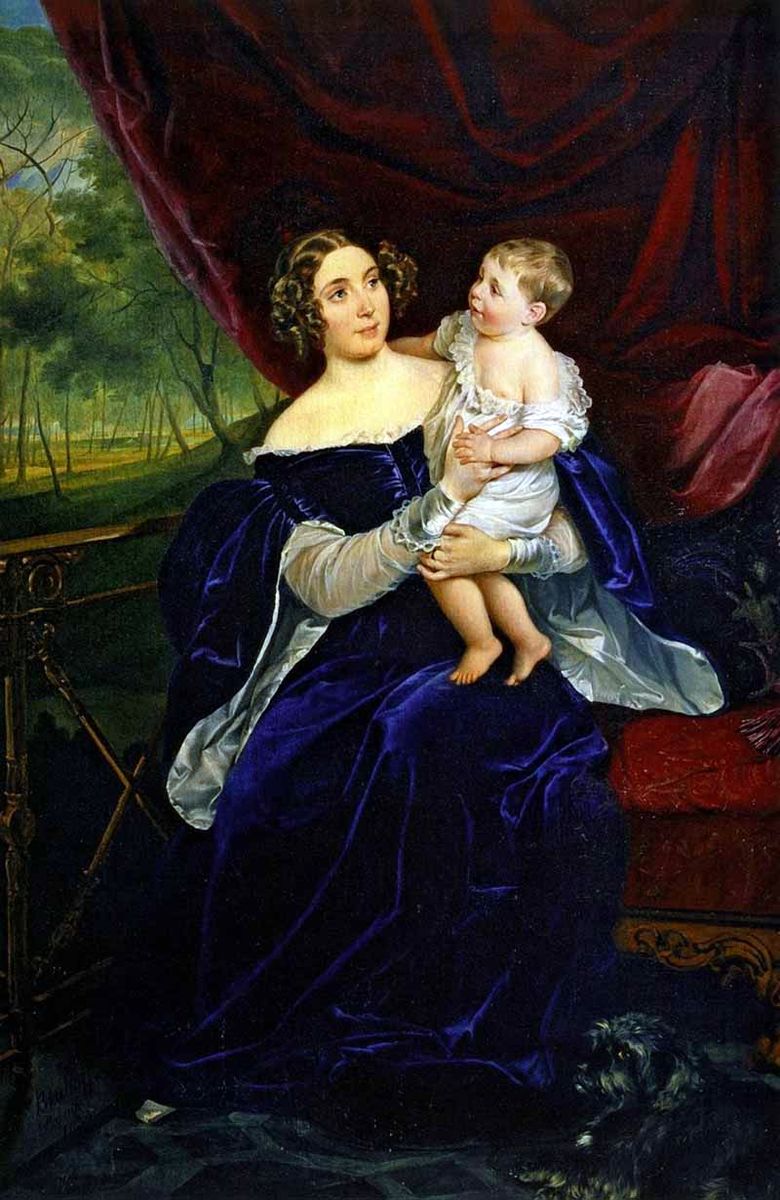 Porträtt av O. I. Orlova Davydova med sin dotter   Karl Bryullov