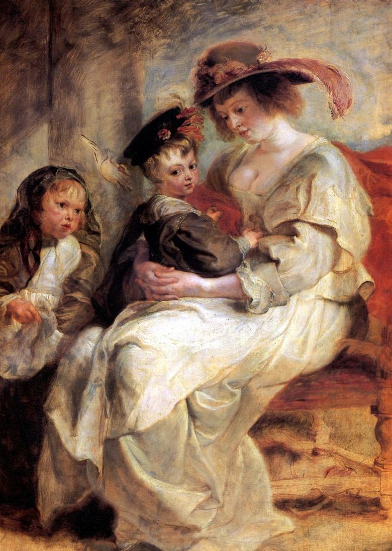 Porträtt av Elena Fourman med två barn   Peter Rubens