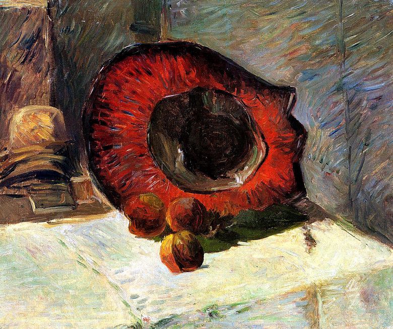 Röd hatt och frukt   Paul Gauguin