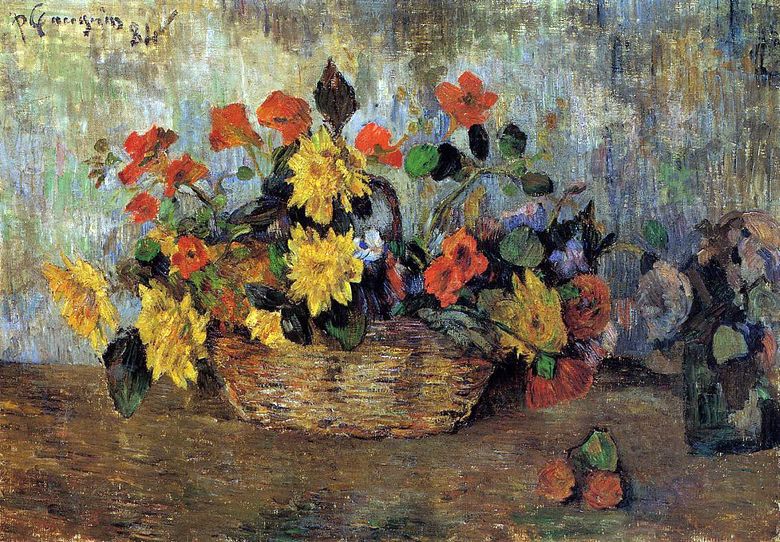 Nasturtiums och Dahlias i en korg   Paul Gauguin