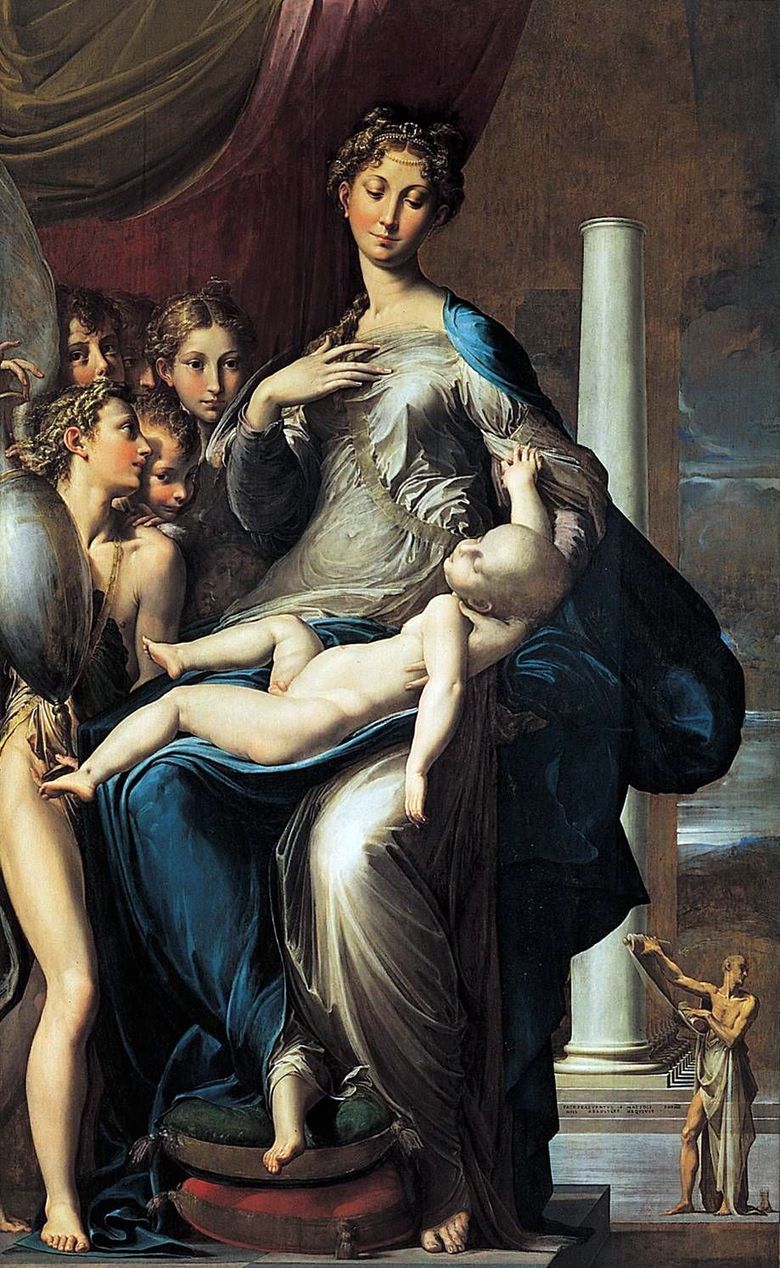 Madonna och barn med änglar och St. Jerome   Francesco Parmigianino
