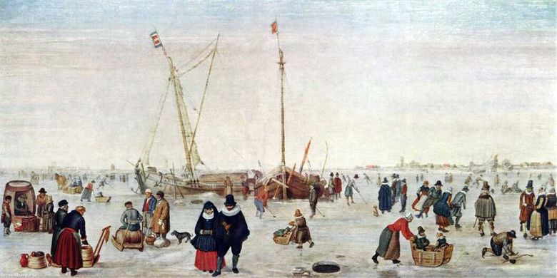 Vinterlandskap med åkare   Hendrick Averkamp