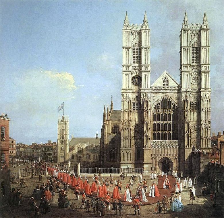 Westminster Abbey and Knight Procession   Antonio Canaletto