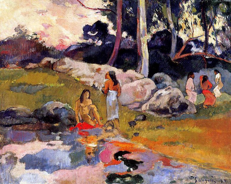 Tahitiska vid floden   Paul Gauguin