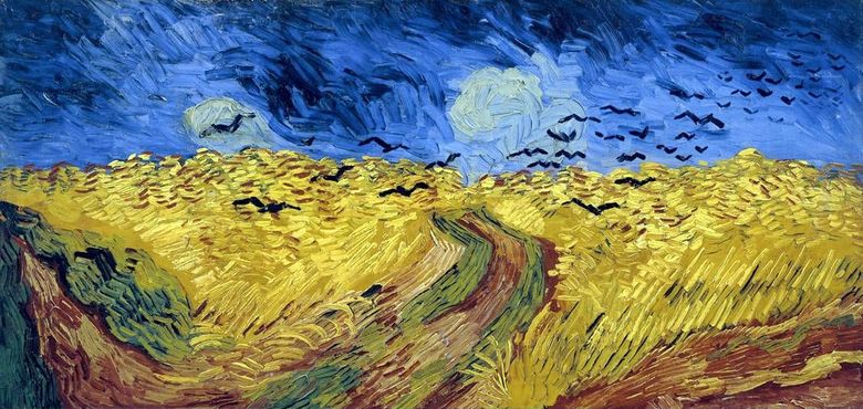 Kråkor på ett vete fält (vete fält med kråkor)   Vincent Van Gogh