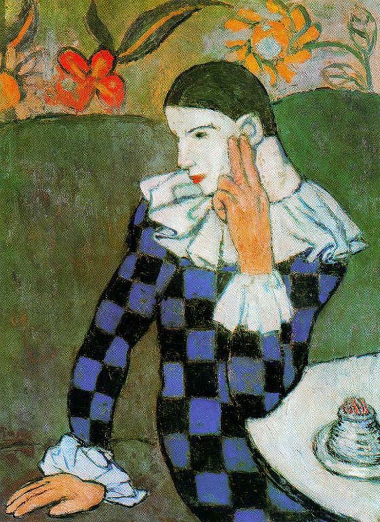 Leaned Harlequin   Pablo Picasso