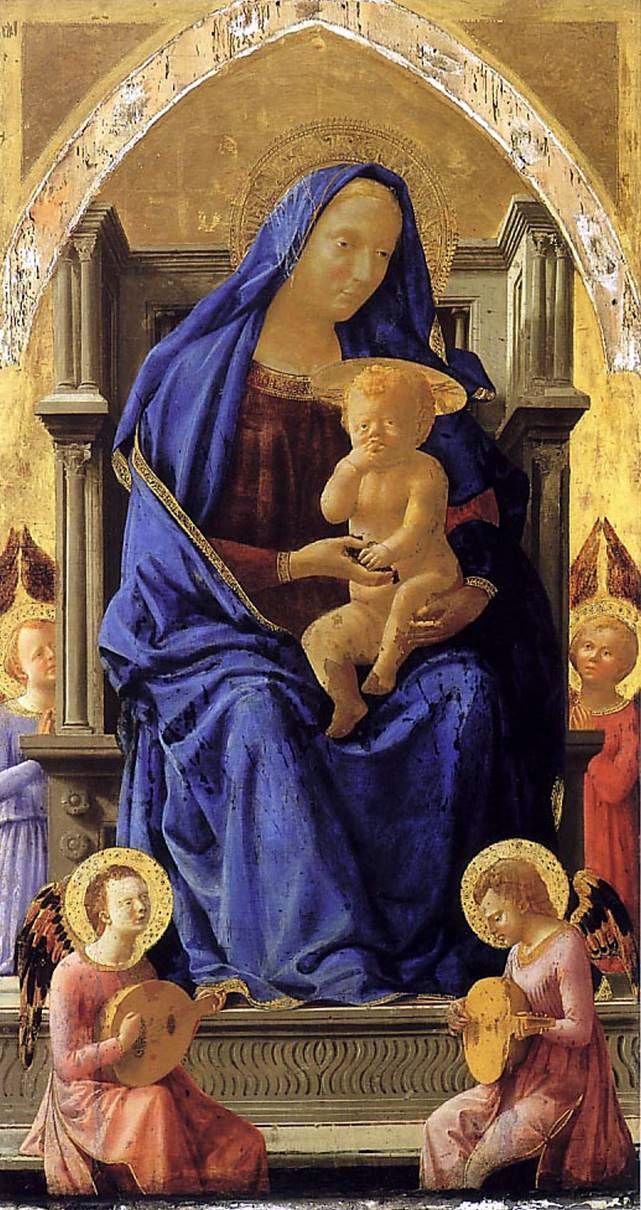 Madonna och barn med änglar   Tommaso di Giovanni Masaccio
