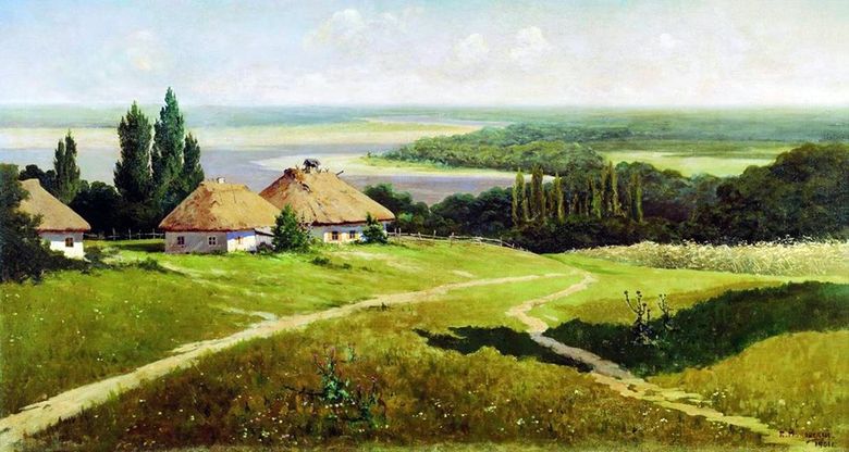 Ukrainska landskap med kojor   Vladimir Makovsky
