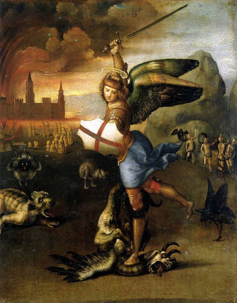 St Michael and the Dragon   Rafael Santi