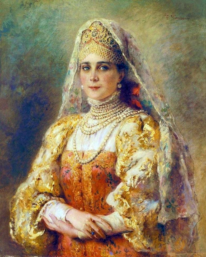 Porträtt av prinsessan Zinaida Nikolaevna Yusupova i rysk dräkt   Konstantin Makovsky
