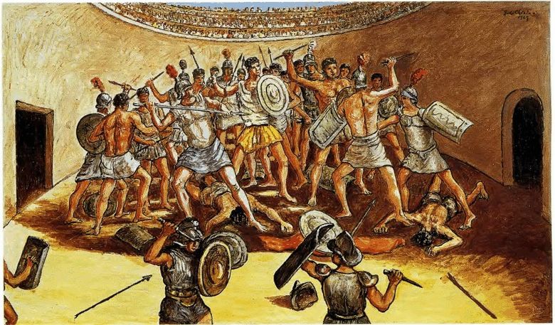 Strid om gladiatorer i arenan   Giorgio de Chirico