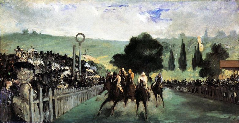 Hästkapplöpning på Longchamp   Edouard Manet