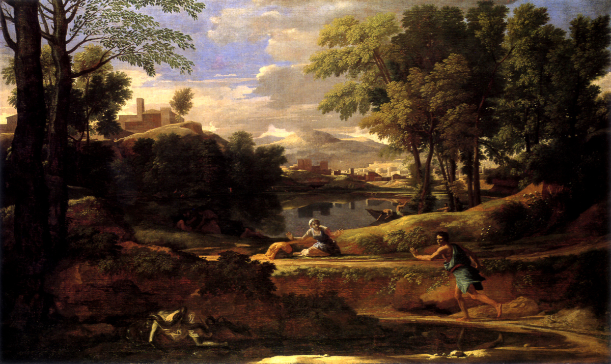Landskap med en man som dog av en ormbett   Nicolas Poussin