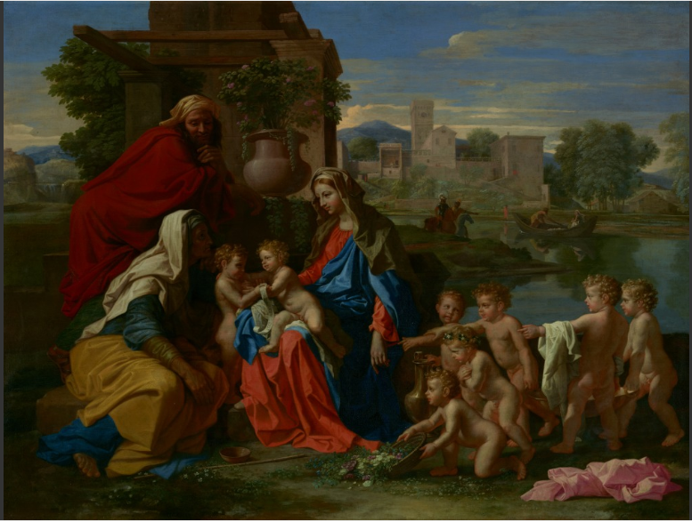 Helig familj med sex änglar   Nicolas Poussin