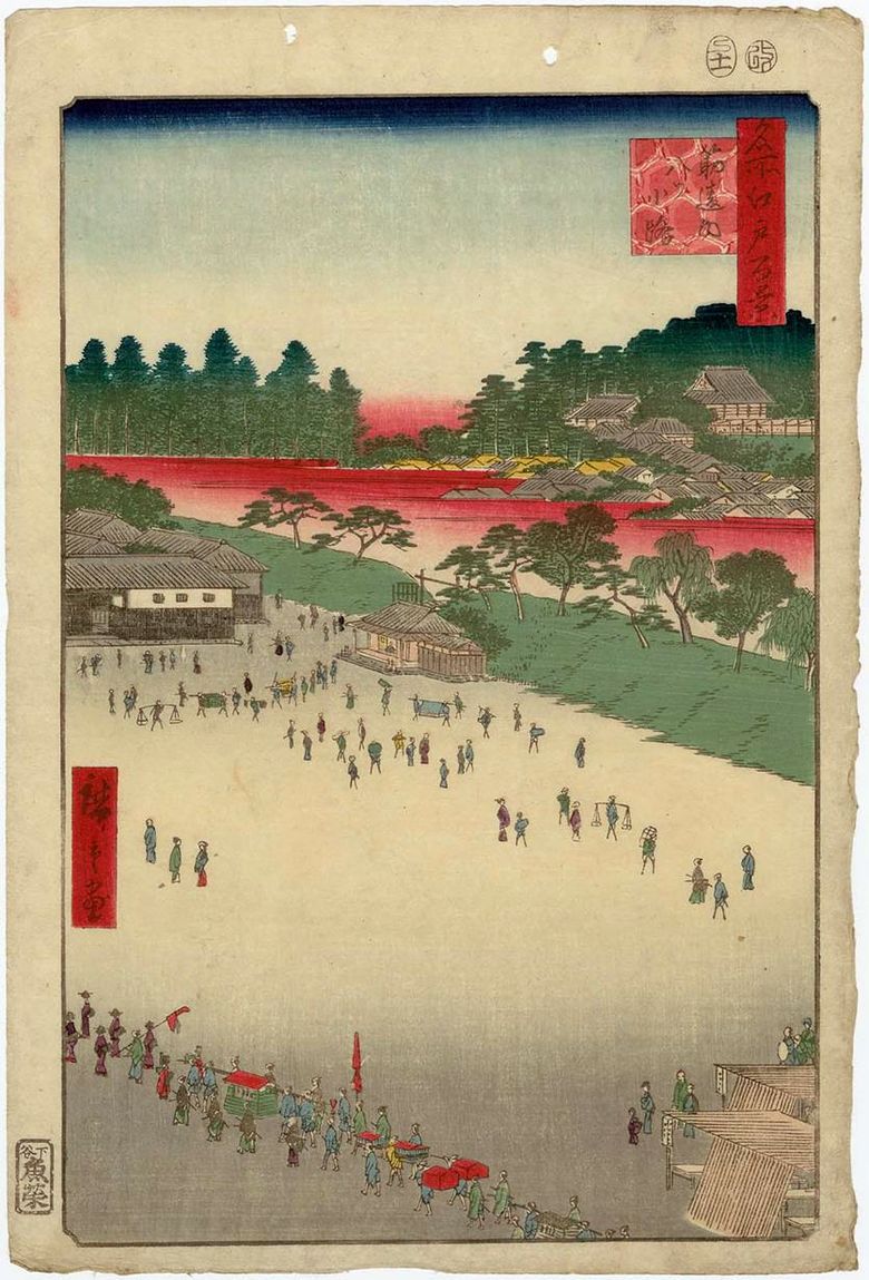 Torg Åtta gator från grinden Sudzikai   Utagawa Hiroshige