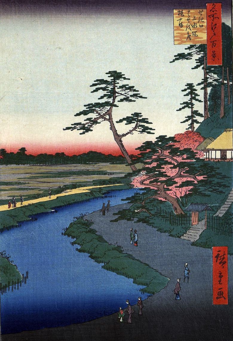 Koja Basean på berget Tsubakiyama nära akvedukten i kvarteret Sekiguti   Utagawa Hiroshige