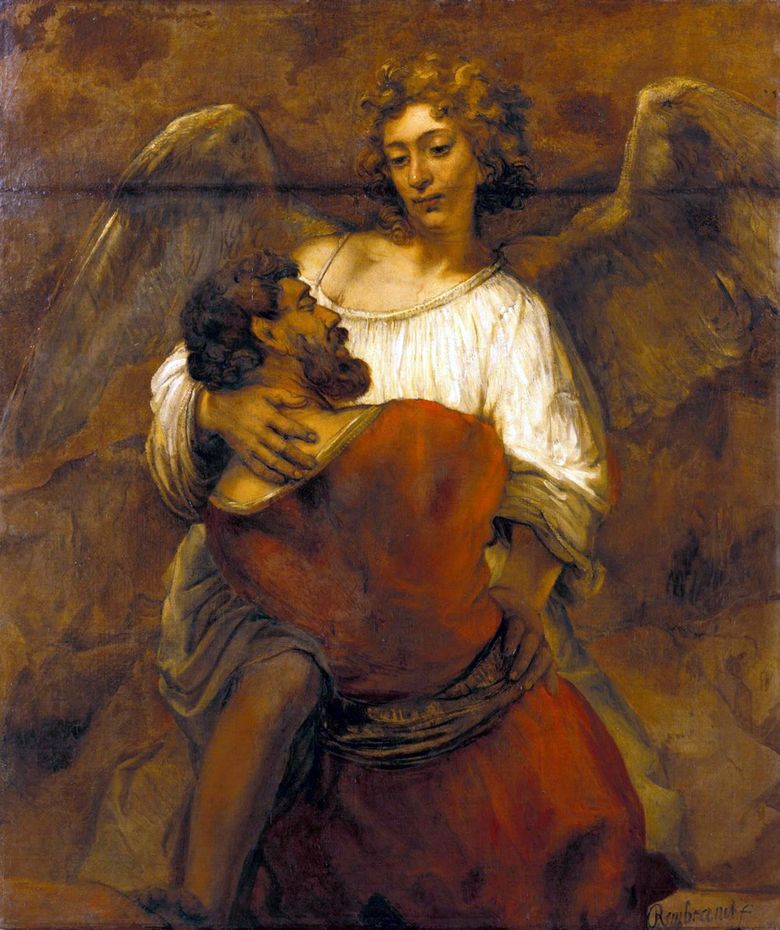 Jacob brottar ängeln   Rembrandt Harmens Van Rhine