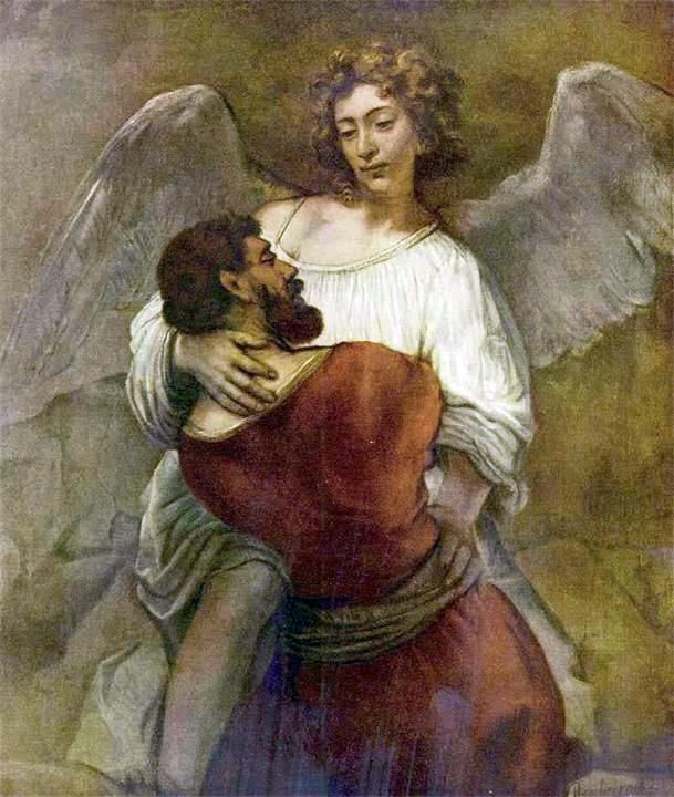Jacob brottas med ängeln   Rembrandt Harmens Van Rhine