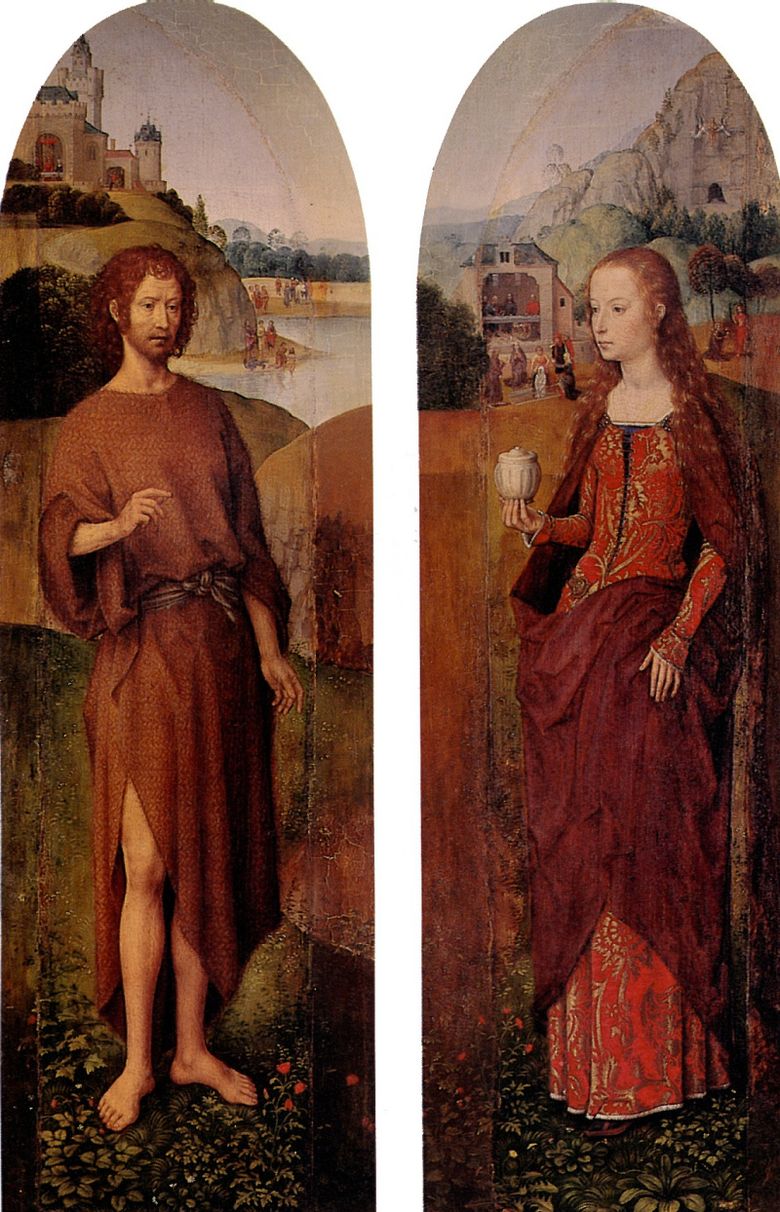 Sankt Johannes Döparen och St Mary Magdalene. Triptych Side Sash   Hans Memling