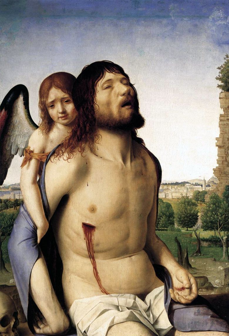 Död Kristus stödd av en ängel   Antonello da Messina