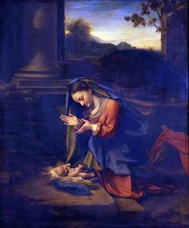 Tillbedjan av madonnaen till spädbarnet   Correggio (Antonio Allegri)