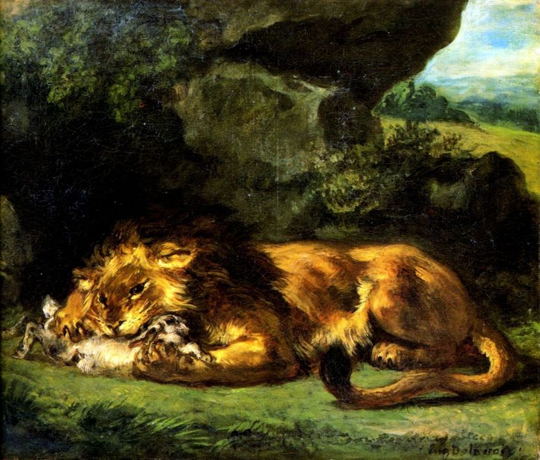 Rabbit Lion   Eugene Delacroix