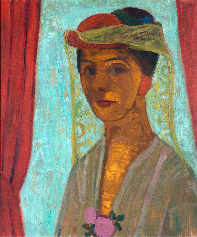Självporträtt i en hatt med en slöja   Paula Modersohn Becker
