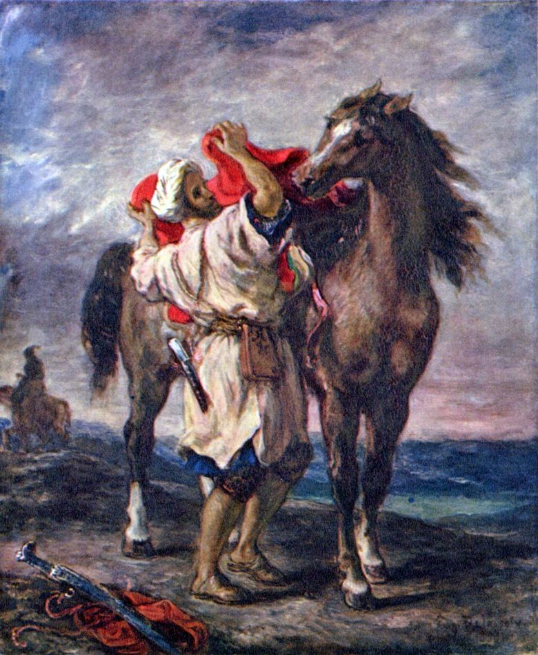 Marockansk sadling av en häst   Eugene Delacroix