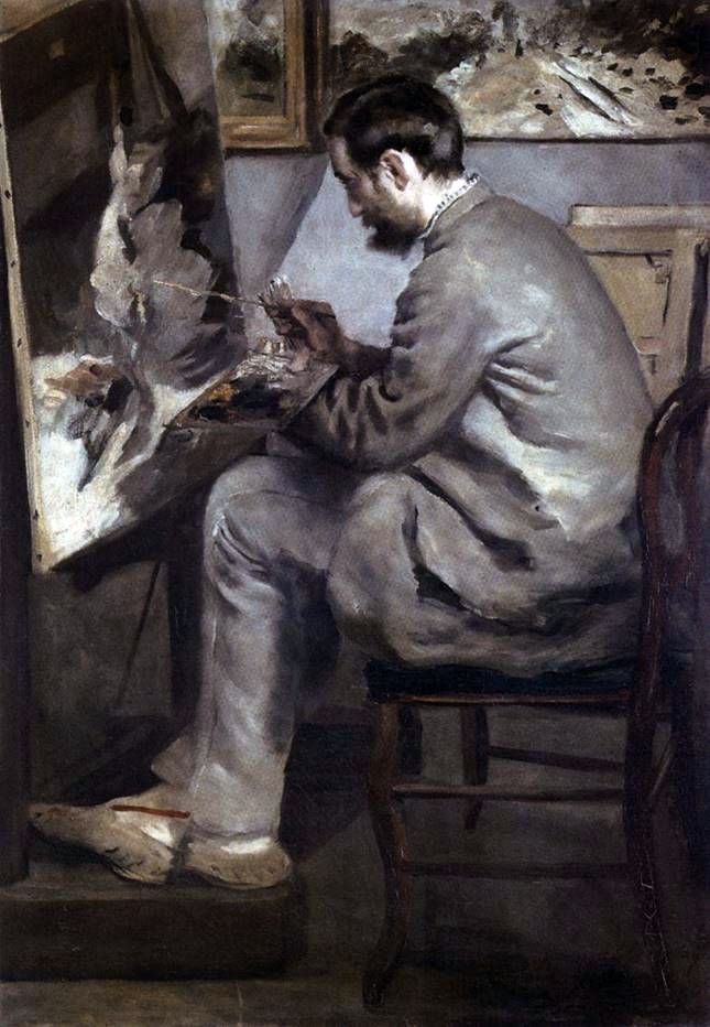 Porträtt av Frederick Basil på staffli   Pierre Auguste Renoir