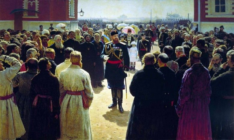 Mottagande av volumförmyndare av kejsaren Alexander III på gården i Petrovsky palatset i Moskva   Ilya Repin
