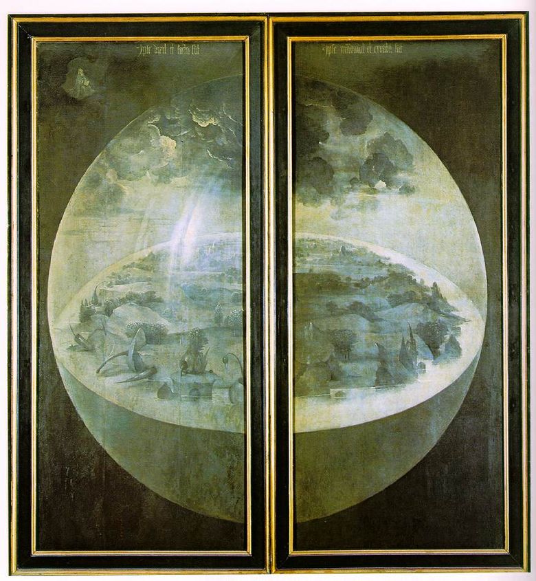 Skapandet av världen. Ytterdörrarna i triptyk Garden of Earthly Delights   Hieronymus Bosch