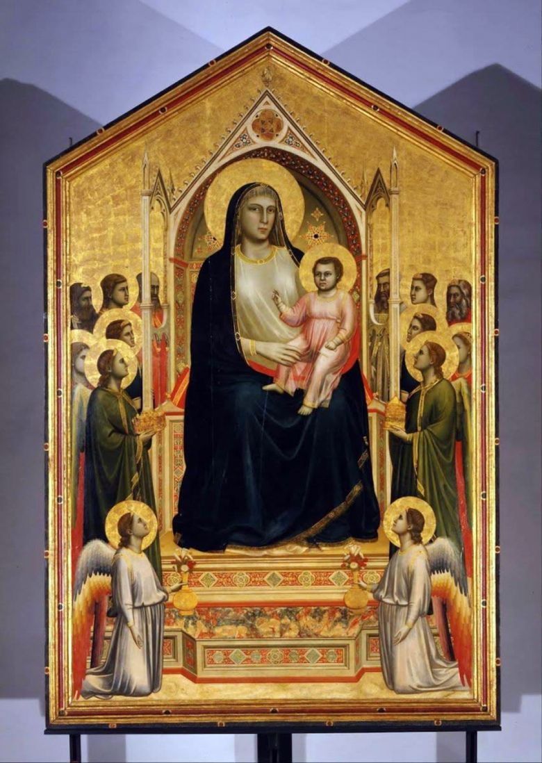 Madonna och barn med änglar (Madonna Onisanti)   Giotto
