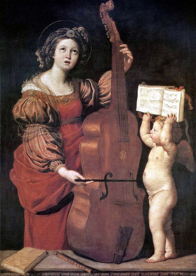 MUSIKERING ST. Cecilia med ängeln   Domenichino Dzampieri