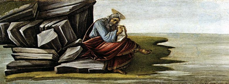 Saint John theologian och skriver uppenbarelseboken om Patmos   Sandro Botticelli