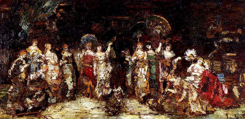 Cockfights framför en grupp unga kvinnor   Adolphe Monticelli