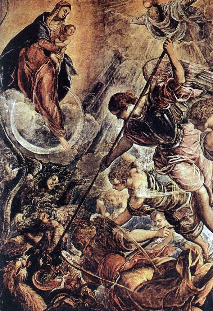Strid om ärkeängeln Michael med Satan (1500 talets andra våning)   Jacopo Tintoretto