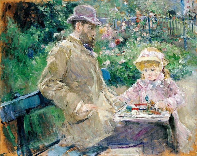 Eugene Manet med sin dotter i Bougival   Berthe Morisot